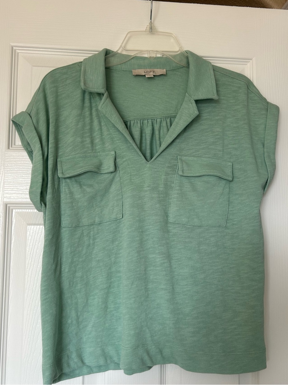 LOFT Mint Green Short-Sleeve Polo Pocket Tunic